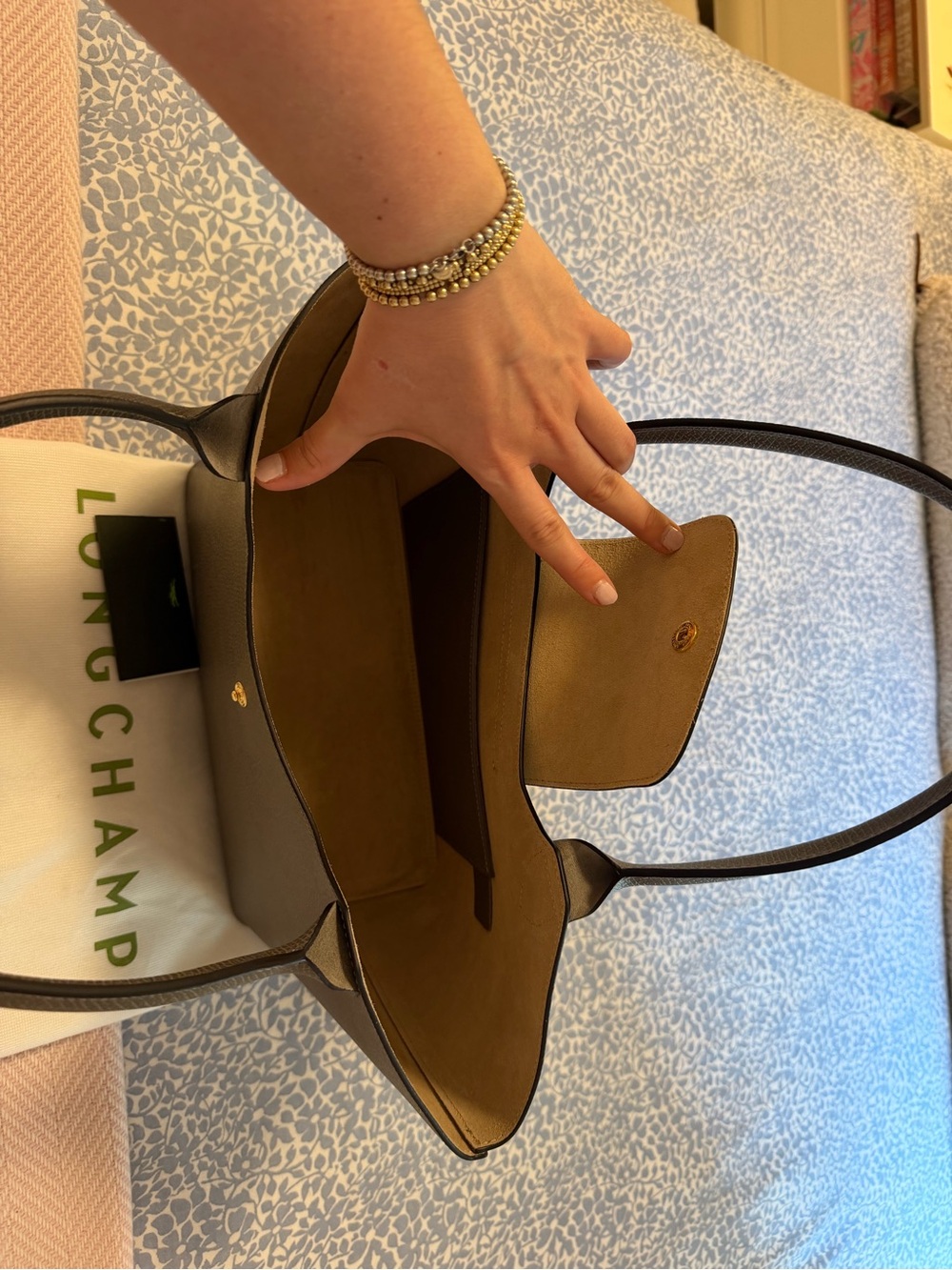 NWT LONGCHAMP ÉPURE L SHOULDER BAG - TURTLEDOVE 100% LEATHER - Picture 7 of 13